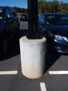 A solar lighting install using an anchor mount pole system.