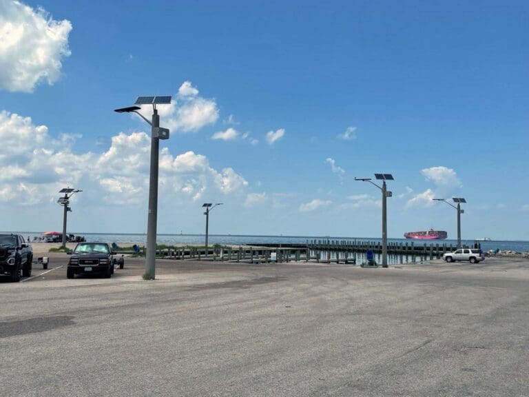 Solar LED lights installed at Texas City Dike parking lot